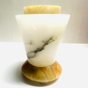 Vintage Marble Onyx Stone Lamp Base Incense Holder Flower Frog